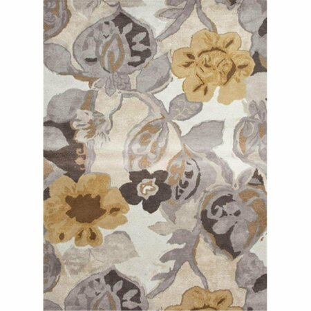 JAIPUR RUGS Hand-Tufted Floral Pattern Wool- Art Silk Ivory-Yellow Rug - BL65 RUG113490